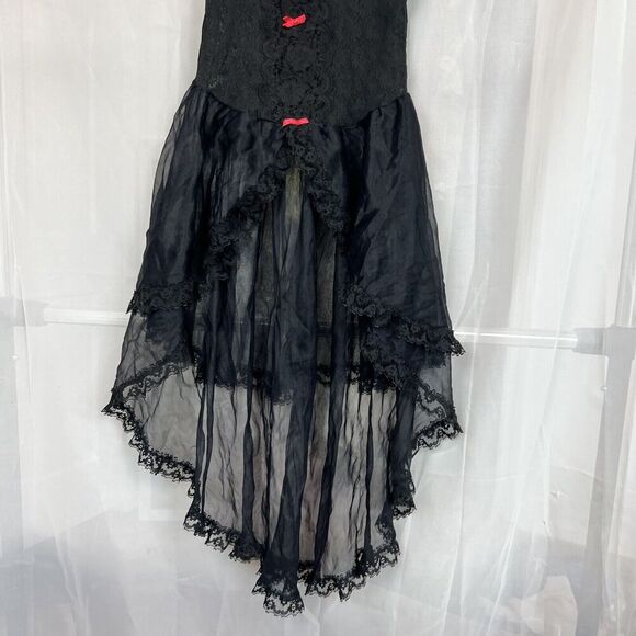 vintage 100% nylon tiered lace chemise slip dress steampunk gothic coquette - Picture 3 of 11